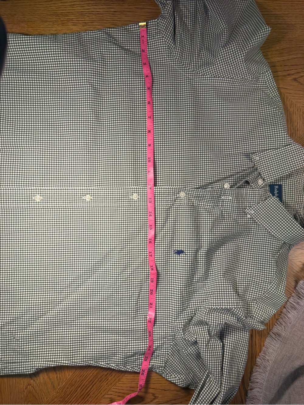 Ralph Lauren Green and White Gingham Button-Down Shirt - Picture 4 of 7
